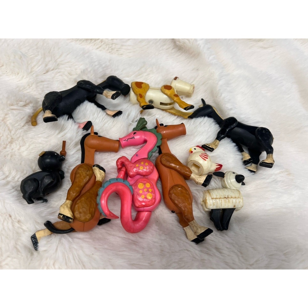 Fisher-Price Little People Play Farm Animals Horses Vintage Pink Dragon Chicken